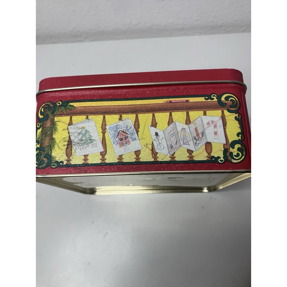 Crayola 1992 Limited Edition Holiday Square Tin Box Christmas Decor Red Gold - Picture 9 of 10